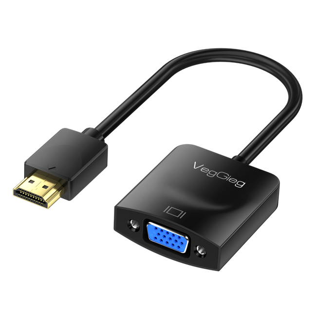VegGieg HDMI to VGA Adapter | 1080P @ 60Hz | With or Without Audio | Video Converter for Monitor, Projector, TV