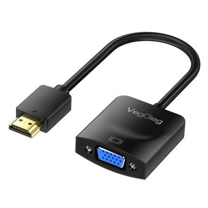 VegGieg HDMI to VGA Adapter | 1080P @ 60Hz | With or Without Audio | Video Converter for Monitor, Projector, TV