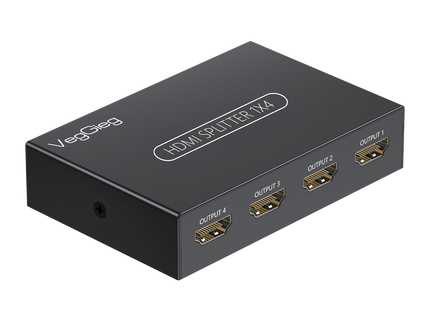 VegGieg 1x4 HDMI Splitter | 4K@30Hz Ultra HD Output | Multi-Screen HDMI Duplicator | Supports PS5, TV, Monitor, Projector, Fire Stick