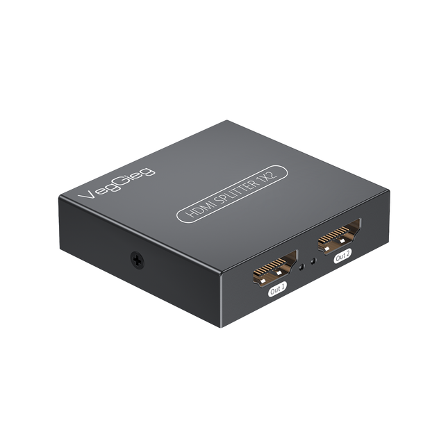 VegGieg 1x2 HDMI Splitter | 4K@30Hz Ultra HD | Dual Display Output | HDMI Duplicator for TV, Monitor, Projector, PS5, Xbox