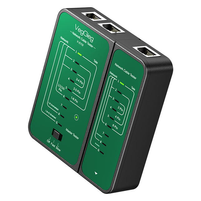 VegGieg V-E110 Professional Network & Telephone Line Tester | 150m Range | Shielded/Unshielded Cable Support | POE Anti-Firing | One-Hand Operation