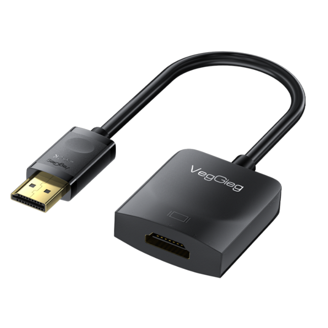 VegGieg DisplayPort (DP) to HDMI 4K Ultra HD Adapter | Gold-Plated Connector | Plug & Play | Compact Video Converter for Monitor