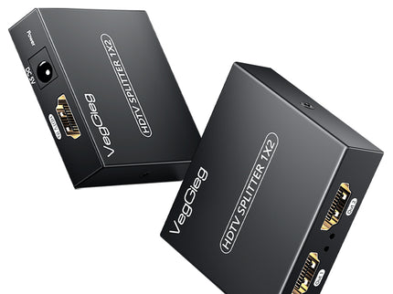 VegGieg 1x2 HDMI Splitter | 4K@30Hz Ultra HD | Dual Display Output | HDMI Duplicator for TV, Monitor, Projector, PS5, Xbox