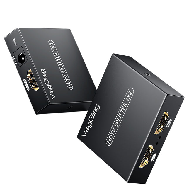 VegGieg 1x2 HDMI Splitter | 4K@30Hz Ultra HD | Dual Display Output | HDMI Duplicator for TV, Monitor, Projector, PS5, Xbox