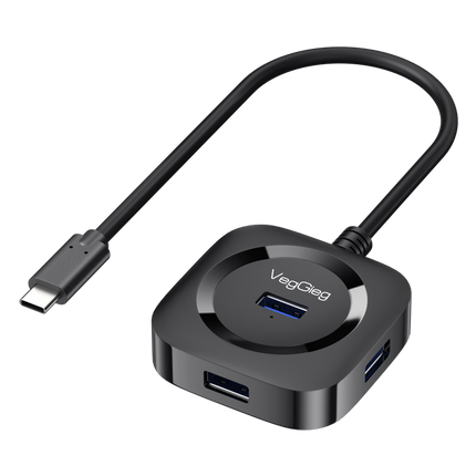 VegGieg Type-C to 4-Port USB Hub | USB 2.0 & USB 3.0 Options | 1m Cable | External Power Support | High-Speed Expansion VC341