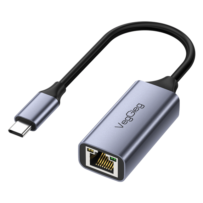 VegGieg USB-C to Ethernet Adapter | 100Mbps & 1000Mbps | Alloy Shell | Plug & Play | Type-C Network Solution