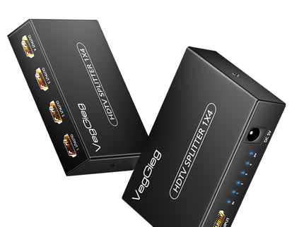 VegGieg 1x4 HDMI Splitter | 4K@30Hz Ultra HD Output | Multi-Screen HDMI Duplicator | Supports PS5, TV, Monitor, Projector, Fire Stick