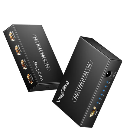 VegGieg 1x4 HDMI Splitter | 4K@30Hz Ultra HD Output | Multi-Screen HDMI Duplicator | Supports PS5, TV, Monitor, Projector, Fire Stick