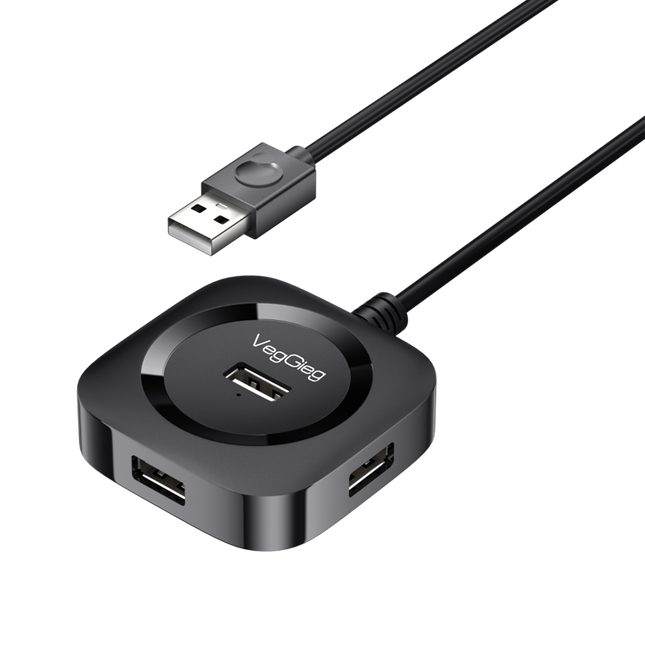 VegGieg 4-Port USB Hub | USB 2.0 & USB 3.0 Options | 1m Cable | External Power Support | High-Speed Data Transfer