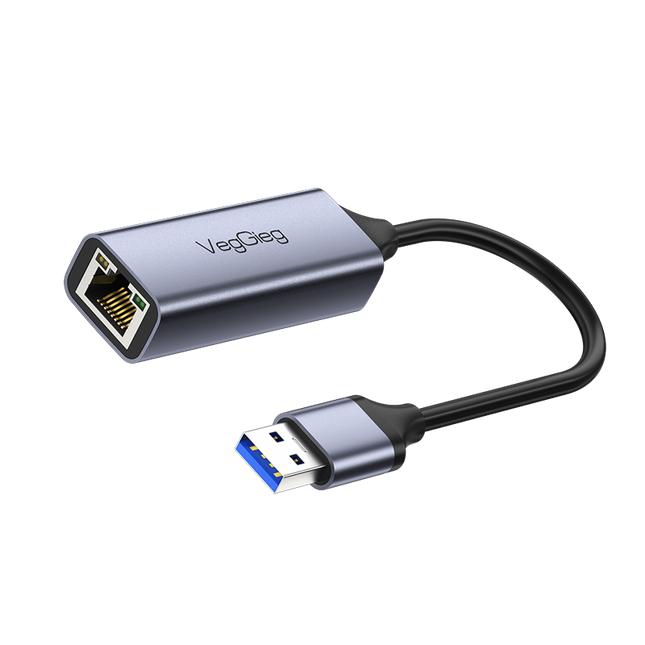 VegGieg USB to Ethernet Adapter | 100Mbps & 1000Mbps | Alloy Shell | Plug & Play | USB 2.0/3.0 Support