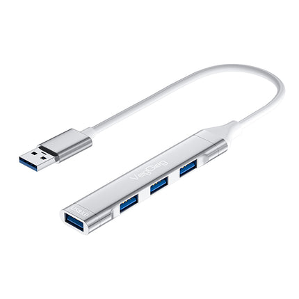 VegGieg USB 3.0 4-Port Hub | 1× USB 3.0 + 3× USB 2.0 | Silver Alloy Shell | 0.15m Cable | Compact & Durable