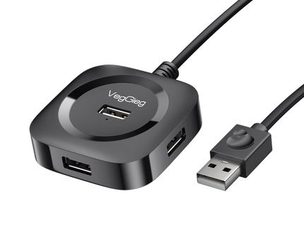 VegGieg 4-Port USB Hub | USB 2.0 & USB 3.0 Options | 1m Cable | External Power Support | High-Speed Data Transfer