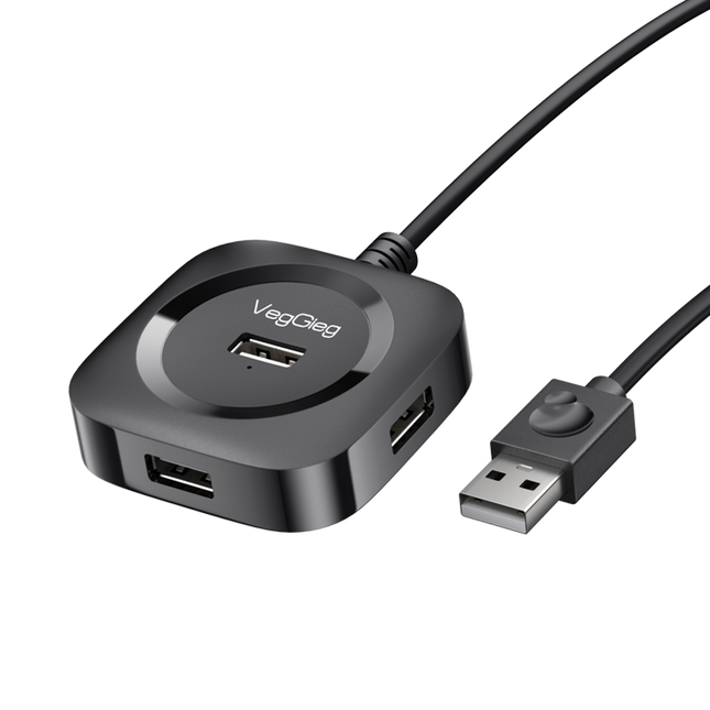 VegGieg 4-Port USB Hub | USB 2.0 & USB 3.0 Options | 1m Cable | External Power Support | High-Speed Data Transfer