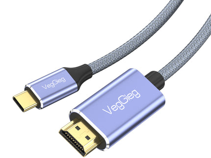 VegGieg USB Type-C to HDMI Cable | 4K@60Hz UHD Output | 2M Braided Video Cable for MacBook, iPad, Samsung, and More