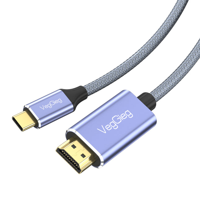 VegGieg USB Type-C to HDMI Cable | 4K@60Hz UHD Output | 2M Braided Video Cable for MacBook, iPad, Samsung, and More