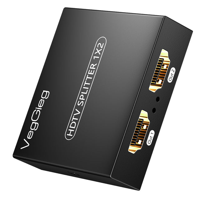 VegGieg 1x2 HDMI Splitter | 4K@30Hz Ultra HD | Dual Display Output | HDMI Duplicator for TV, Monitor, Projector, PS5, Xbox