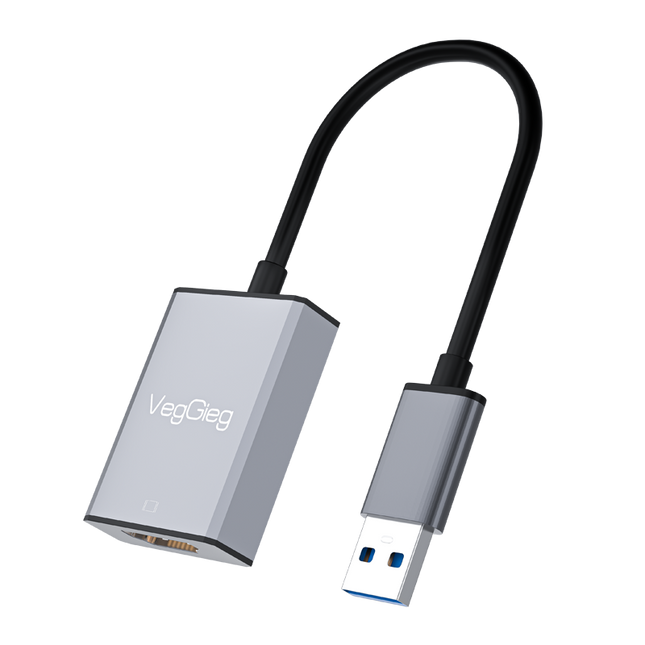 VegGieg USB 3.0 to HDMI Adapter | 1080P @ 60Hz | USB to HDMI Video Converter for Laptop, Desktop, Projector, TV | Plug & Play | Dual Display Modes