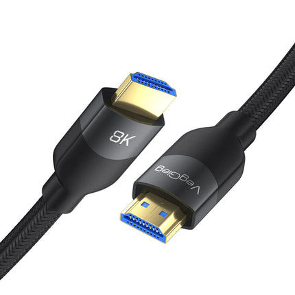 VegGieg Premium HDMI 2.1 Ultra HD 8K Cable (8K@60Hz | 48Gbps) with  Gold-Plated Connectors & Durable Built - Ultra Speed Braided Cable