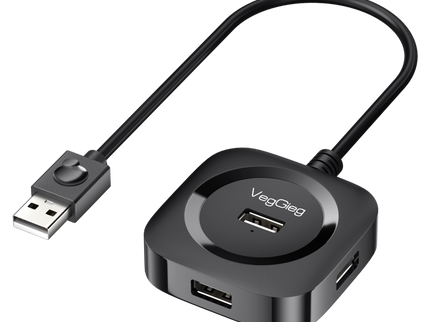 VegGieg 4-Port USB Hub | USB 2.0 & USB 3.0 Options | 1m Cable | External Power Support | High-Speed Data Transfer