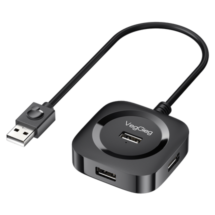 VegGieg 4-Port USB Hub | USB 2.0 & USB 3.0 Options | 1m Cable | External Power Support | High-Speed Data Transfer