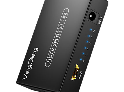 VegGieg 1x4 HDMI Splitter | 4K@30Hz Ultra HD Output | Multi-Screen HDMI Duplicator | Supports PS5, TV, Monitor, Projector, Fire Stick