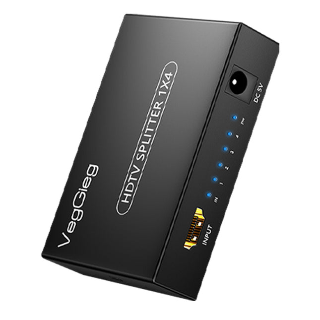 VegGieg 1x4 HDMI Splitter | 4K@30Hz Ultra HD Output | Multi-Screen HDMI Duplicator | Supports PS5, TV, Monitor, Projector, Fire Stick