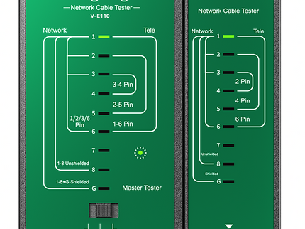 VegGieg V-E110 Professional Network & Telephone Line Tester | 150m Range | Shielded/Unshielded Cable Support | POE Anti-Firing | One-Hand Operation
