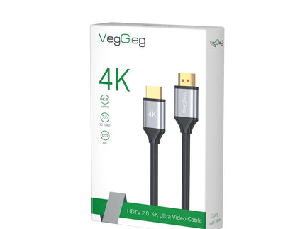 VegGieg HDMI 2.0 High-Speed 4K@60Hz Cable with Gold-Plated Connectors