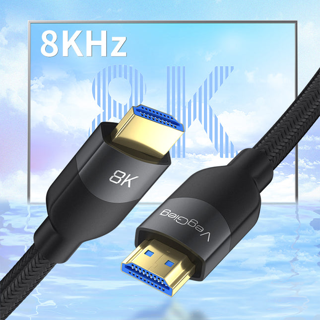 VegGieg V-H904 HDMI 2.1 8K Ultra High-Speed Cable | 48Gbps | 8K@60Hz | HDR | VRR | eARC | Gold-Plated | Durable (10m, 15m, 20m)