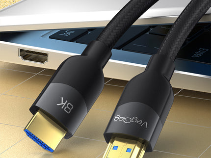 VegGieg V-H904 HDMI 2.1 8K Ultra High-Speed Cable | 48Gbps | 8K@60Hz | HDR | VRR | eARC | Gold-Plated | Durable (10m, 15m, 20m)