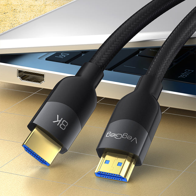 VegGieg V-H904 HDMI 2.1 8K Ultra High-Speed Cable | 48Gbps | 8K@60Hz | HDR | VRR | eARC | Gold-Plated | Durable (10m, 15m, 20m)