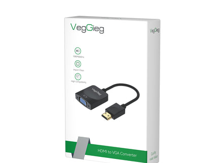 VegGieg HDMI to VGA Adapter | 1080P @ 60Hz | With or Without Audio | Video Converter for Monitor, Projector, TV
