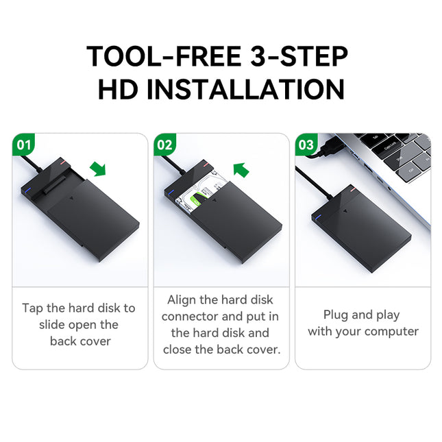VegGieg V-GM01 & V-GM02 2.5" SATA HDD/SSD Enclosure | USB 3.0 & Type-C Models | 5Gbps High-Speed Transfer | Stylish & Sleek ABS Design