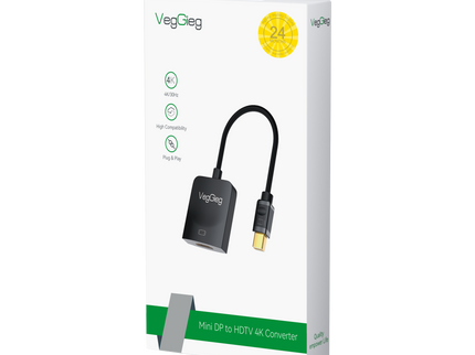 VegGieg V-Z616 Mini DisplayPort (Mini DP) to HDMI Adapter | 4K@30Hz UHD | Stable Signal Transmission | Plug & Play | Compact Converter
