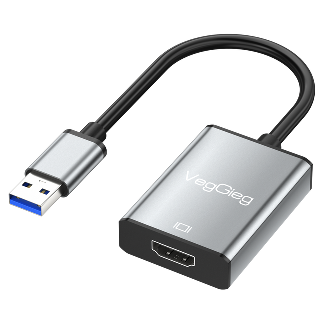 VegGieg USB 3.0 to HDMI Full HD Adapter | USB to HDMI Video Converter for Laptop, Desktop, Projector, TV | Plug & Play