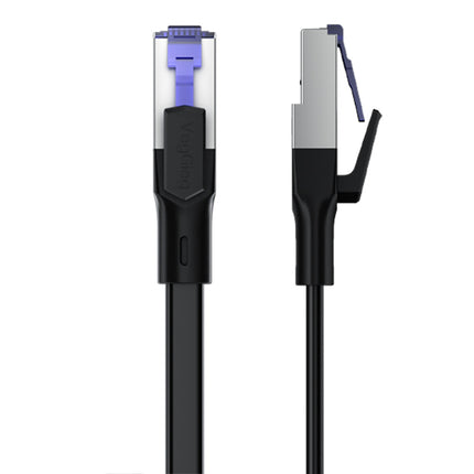 Both ends of VegGieg flat Ethernet patch cable with RJ45 connectors