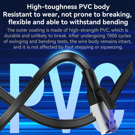 VegGieg flat Ethernet cable with tough, flexible PVC body resistant to wear