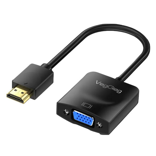 VegGieg HDMI to VGA adapter with gold-plated HDMI male connector and VGA female port