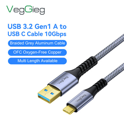 VegGieg USB 3.2 Gen 1 USB-A to USB-C cable with nylon braided jacket