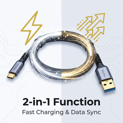 Transfer speed comparison between VegGieg USB 3.2 cable and ordinary USB 2.0 cable